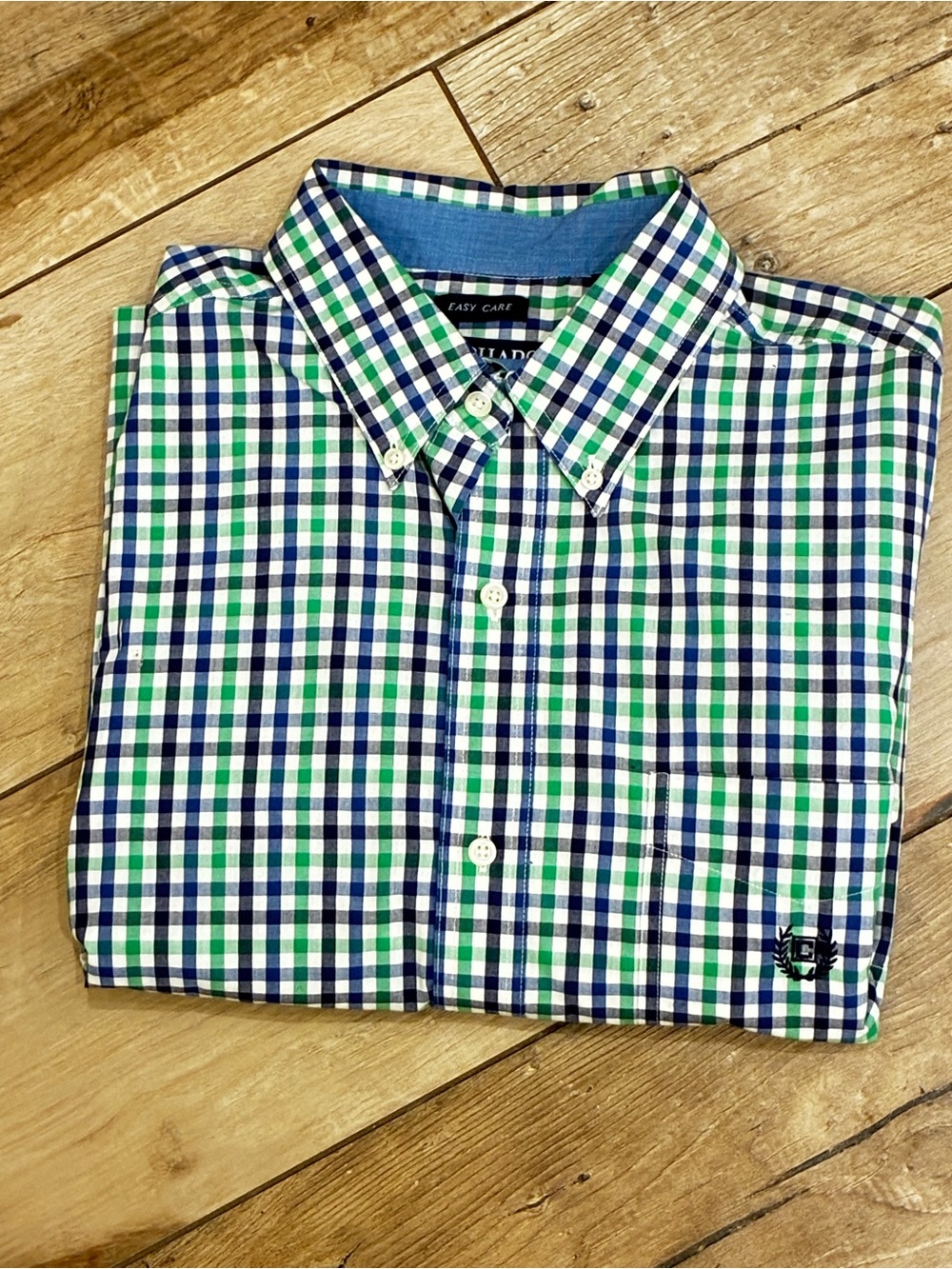 Chaps Men's Blue & Green Gingham Button-Down Shirt